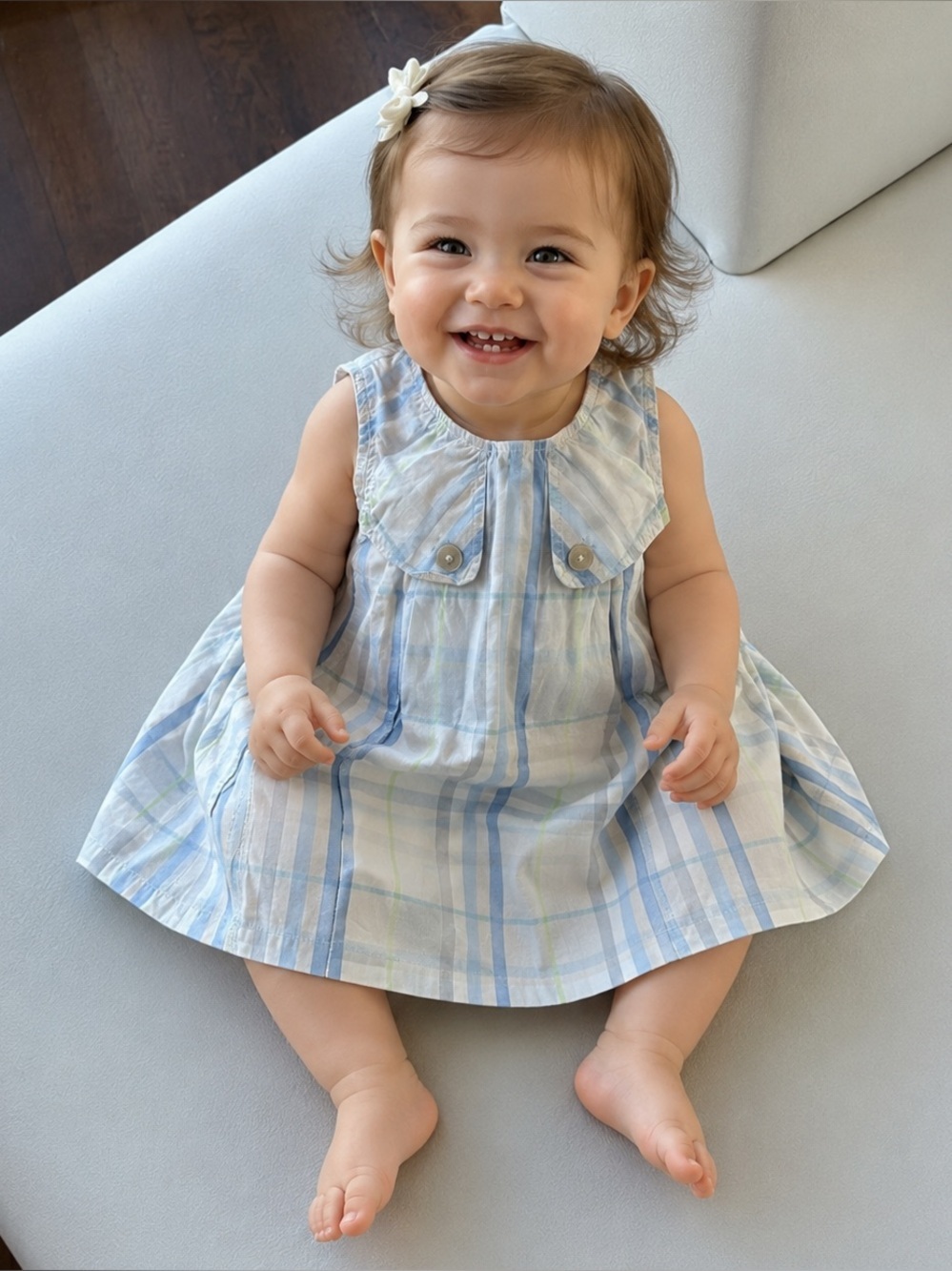 Baby kid dress sleeveless 12/18 months Burberry blue